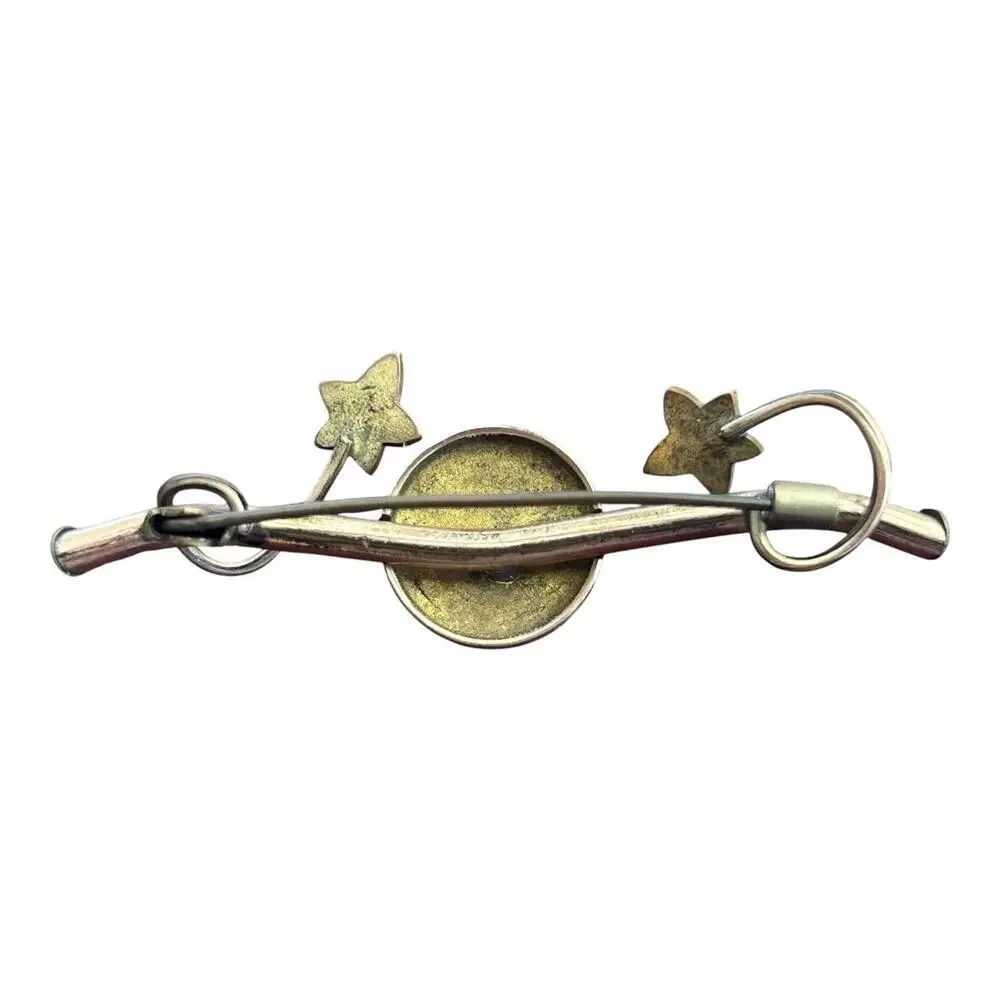 Victorian Bird & Ivy Bar Pin Antique Aesthetic Movement 2.5” Gold Filled Brooch